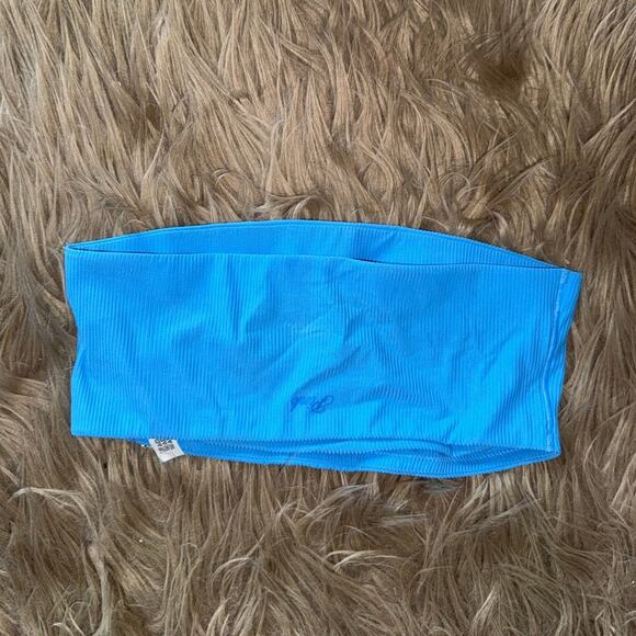 New VS PINK Ribbed Strapless Bandeau Blue size S - Picture 6 of 6